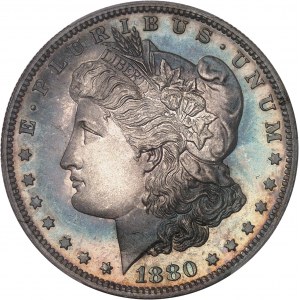 République fédérale des États-Unis d’Amérique (1776-à nos jours). Dollar Morgan, Flan bruni (PROOF) 1880, Philadelphie.