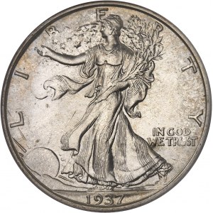 République fédérale des États-Unis d’Amérique (1776-à nos jours). Demi-dollar à la Liberté marchant (Liberty walking half dollar), Flan bruni (PROOF) 1937, Philadelphie.