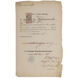 ŚWIADECTWO EGZAMINU RZĄDOWEGO ANTONIEGO WYBRANOWSKIEGO