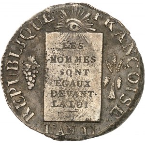 Convention (1792-1795). Sol à la balance FRANÇOISE, sans année grégorienne An II (1794), Limoges.