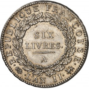 Convention (1792-1795). Écu de 6 livres FRANÇOISE 1793 - An II, A, Paris.