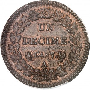 Directoire (1795-1799). Un décime Dupré An 7 (1798), A, Paris.