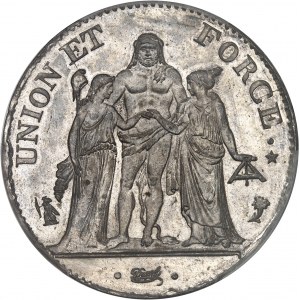 Directoire (1795-1799). 5 francs Union et Force, listel par virole An 4 (1795), A, Paris.
