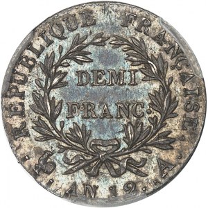 Consulat (1799-1804). Demi-franc Bonaparte An 12 (1803-1804), A, Paris.