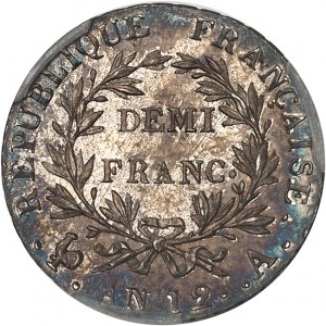 Premier Empire / Napoléon Ier (1804-1814). Demi-franc calendrier révolutionnaire An 12 (1803-1804), A, Paris.