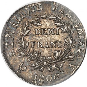 Premier Empire / Napoléon Ier (1804-1814). Demi-franc Empereur, calendrier grégorien 1806, A, Paris.