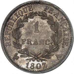 Premier Empire / Napoléon Ier (1804-1814). 1 franc, type africain 1807, A, Paris.