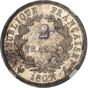 Premier Empire / Napoléon Ier (1804-1814). 2 francs, type africain 1807, A, Paris.
