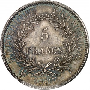 Premier Empire / Napoléon Ier (1804-1814). 5 francs type transitoire 1807, A, Paris.