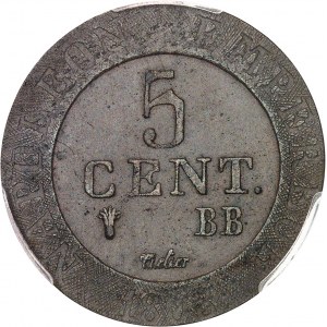 Premier Empire / Napoléon Ier (1804-1814). 5 centimes Napoléon Empereur 1808, BB, Strasbourg.