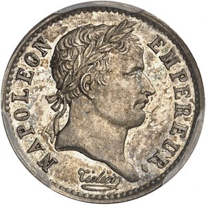 Premier Empire / Napoléon Ier (1804-1814). Quart de franc, tête laurée, REPUBLIQUE, aspect Flan Bruni (PROOFLIKE) 1808, A, Paris.