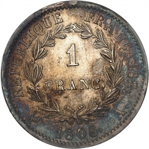 Premier Empire / Napoléon Ier (1804-1814). 1 franc République 1808, A, Paris.