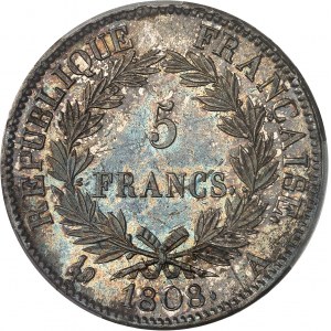 Premier Empire / Napoléon Ier (1804-1814). 5 francs République 1808, A, Paris.