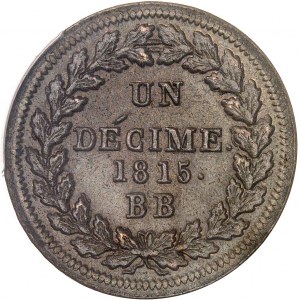 Premier Empire / Napoléon Ier (1804-1814). Un décime à l’N couronnée 1815, BB, Strasbourg.