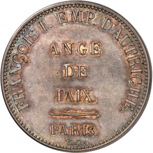 Gouvernement provisoire de 1814 (1er avril au 2 mai 1814). Module de 5 francs, François Ier d’Autriche à Paris, refrappe postérieure 1814 (après 1880), Paris.