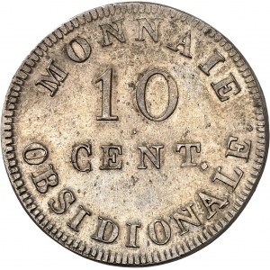 Louis XVIII (1814-1824). 10 centimes siège d’Anvers, frappe de prestige en argent, Frappe spéciale (SP) 1814 R, Anvers (atelier de l’arsenal).