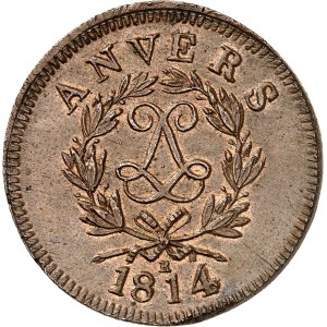 Louis XVIII (1814-1824). 10 centimes siège d’Anvers 1814 R, Anvers (atelier de l’arsenal).