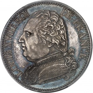 Louis XVIII (1814-1824). 5 francs buste habillé, Flan bruni (PROOF) 1814, A, Paris.