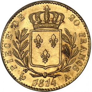Louis XVIII (1814-1824). 20 francs buste habillé 1814, A, Paris.