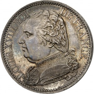 Louis XVIII (1814-1824). Module de 5 francs, visite du Duc de Berry à la Monnaie de Lille, Frappe spéciale (SP) 1814, Lille.