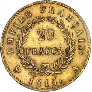 Cent-Jours / Napoléon Ier (mars-juillet 1815). 20 francs Empire 1815, A, Paris.