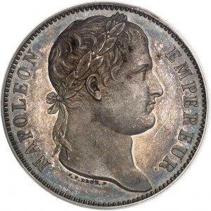 Cent-Jours / Napoléon Ier (mars-juillet 1815). Essai de 5 francs Cent-Jours, tranche lisse, par Droz, Frappe spéciale (SP) 1815, A, Paris.