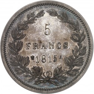 Cent-Jours / Napoléon Ier (mars-juillet 1815). Essai de 5 francs Cent-Jours, tranche lisse, par Droz, Frappe spéciale (SP) 1815, A, Paris.