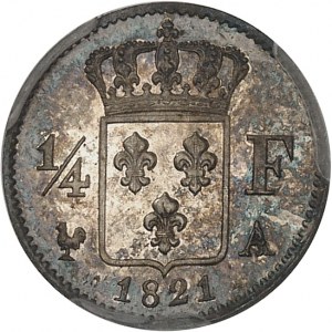 Louis XVIII (1814-1824). 1/4 franc 1821, A, Paris.