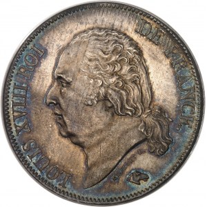 Louis XVIII (1814-1824). 5 francs buste nu 1823, A, Paris.