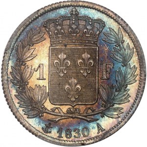 Charles X (1824-1830). 1 franc, tranche cannelée, Frappe spéciale (SP) 1830, A, Paris.