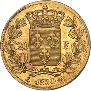 Charles X (1824-1830). 20 francs, tranche cannelée, Frappe spéciale (SP) 1830, A, Paris.