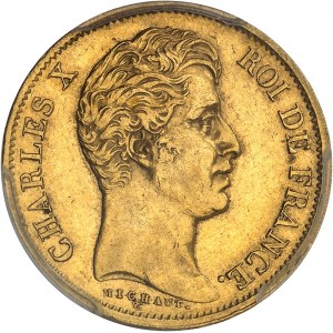 Charles X (1824-1830). 40 Francs, 2e type, tranche en relief, Frappe spéciale (SP) 1830, A, Paris.