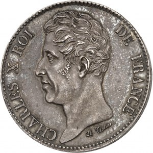 Charles X (1824-1830). Module de 5 francs, visite du Roi à la Monnaie de Lille, par Tiolier 1827, Paris.