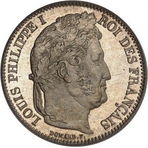 Louis-Philippe Ier (1830-1848). 1 franc tête laurée, Flan bruni (PROOF) 1841, A, Paris.