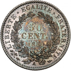 IIe République (1848-1852). 50 centimes Cérès 1850, A, Paris.