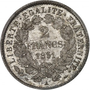 IIe République (1848-1852). 2 francs Cérès 1851, A, Paris.