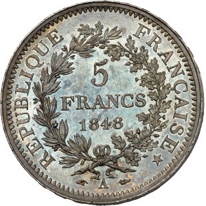 IIe République (1848-1852). 5 francs Hercule 1848, A, Paris.