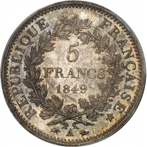 IIe République (1848-1852). 5 francs Hercule 1849, A, Paris.