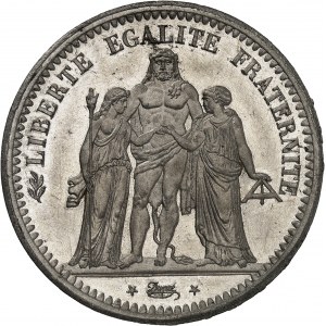 IIe République (1848-1852). Essai uniface d’avers de 5 francs Hercule, Frappe spéciale (SP) ND (1848), (Paris).