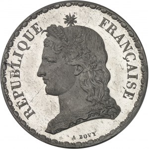 IIe République (1848-1852). Essai de 5 francs, concours de Bovy, Frappe spéciale (SP) 1848, Paris.