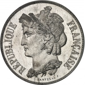 IIe République (1848-1852). Essai de 5 francs, concours de Dantzell, Frappe spéciale (SP) 1848, Paris.