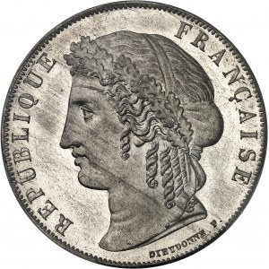 IIe République (1848-1852). Essai de 5 francs, concours de Dieudonné, Frappe spéciale (SP) 1848, Paris.