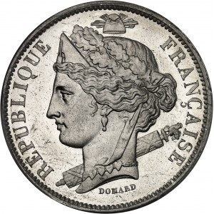 IIe République (1848-1852). Essai de 5 francs, concours de Domard, Frappe spéciale (SP) 1848, Paris.