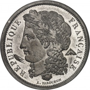 IIe République (1848-1852). Essai de 5 francs, concours de Farochon, Frappe spéciale (SP) 1848, Paris.