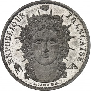 IIe République (1848-1852). Essai de 5 francs, 2e concours de Farochon, Frappe spéciale (SP) 1848, Paris.