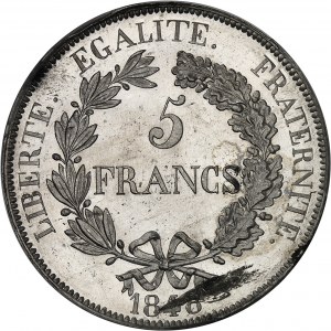 IIe République (1848-1852). Essai de 5 francs, concours de Gayrard, Frappe spéciale (SP) 1848, Paris.
