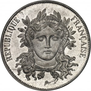 IIe République (1848-1852). Essai de 5 francs, 3e concours de Gayrard, Frappe spéciale (SP) 1848, Paris.