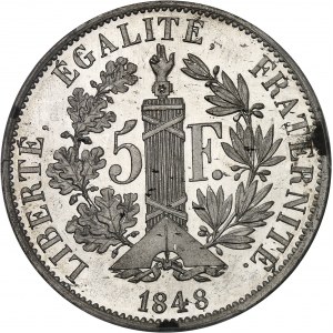 IIe République (1848-1852). Essai de 5 francs, concours de Leclerc, Frappe spéciale (SP) 1848, Paris.