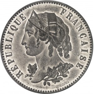 IIe République (1848-1852). Essai de 5 francs, concours de Magniadas, Frappe spéciale (SP) 1848, Paris.
