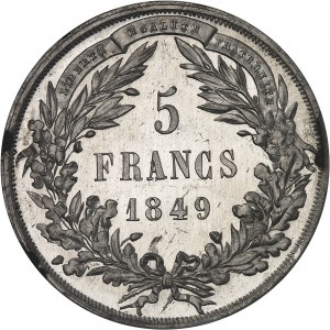 IIe République (1848-1852). Essai de 5 francs, concours de Malbet, Frappe spéciale (SP) 1849, Paris.